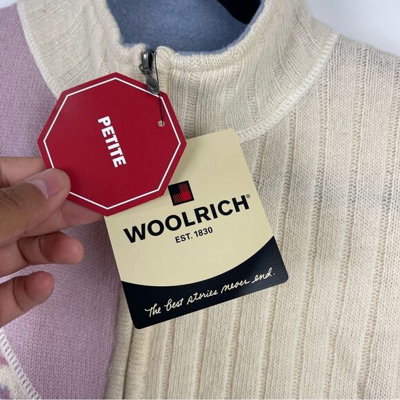 NEW Vintage Woolrich Lamb's Wool Patchwork Zip Up Sweater Vest Size XL Petite - Picture 3 of 10
